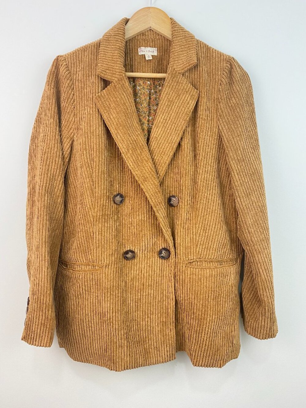 Hem & Thread Corduroy Blazer Brown Double Breasted Preppy